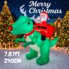 7.87FT Christmas Inflatable Toys With LED Lit Santa Claus Dinosaur Supplies Home Ornament Festive Gift Xmas Yard Decoration