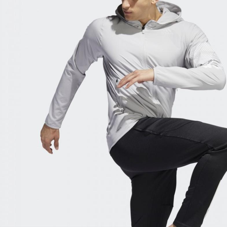 adidas Sport Hooded Zip-Up Long Sleeve Jacket Men Jacket Gray EB7903