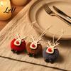 Winter Wonderland Party Supplies Christmas Felt Elk Hanging Ornaments Cute Fuzzy Pom Reindeer Adorable Deer Ornaments for Windows Pendant,