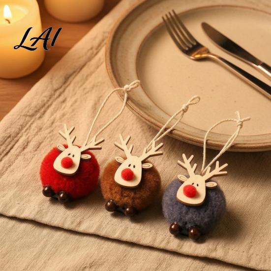 Winter Wonderland Party Supplies Christmas Felt Elk Hanging Ornaments Cute Fuzzy Pom Reindeer Adorable Deer Ornaments for Windows Pendant,