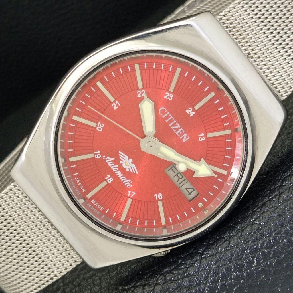 

VINTAGE CITIZEN AUTOMATIC 8200 JAPAN MENS RED COLOR DIAL WATCH a500285-2 R151b-a500285