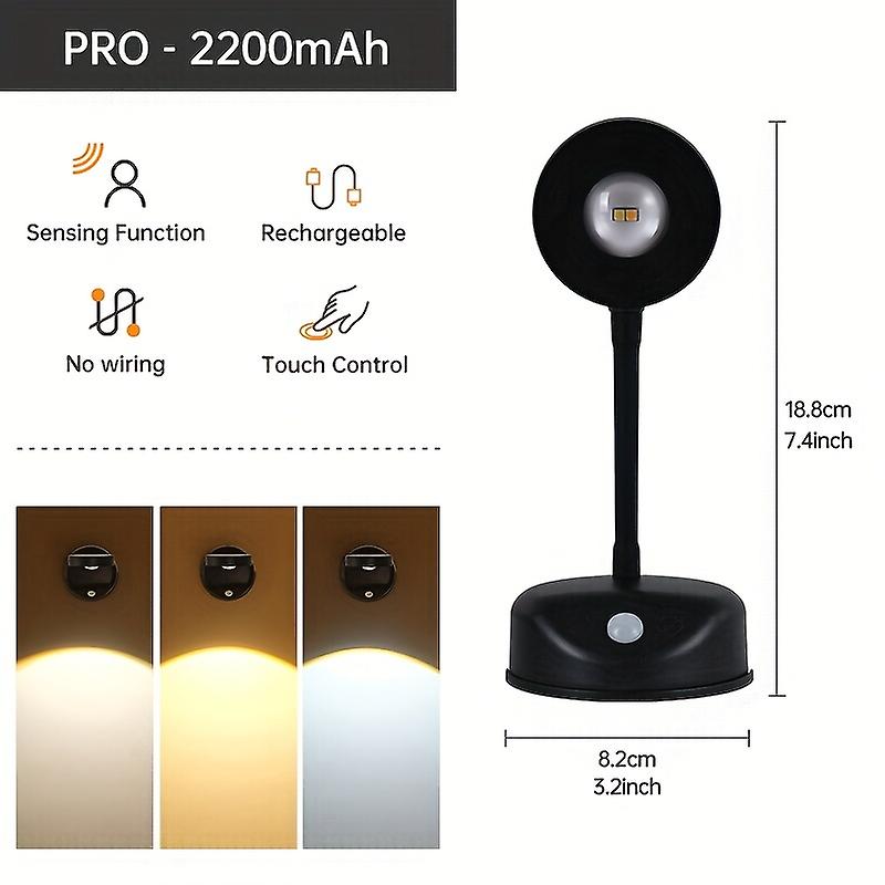 1pc Rechargeable Wireless Body Sensing LED Wall Lamp, Adjustable Angle And Brightness, Suitable For Corridors, Galleries