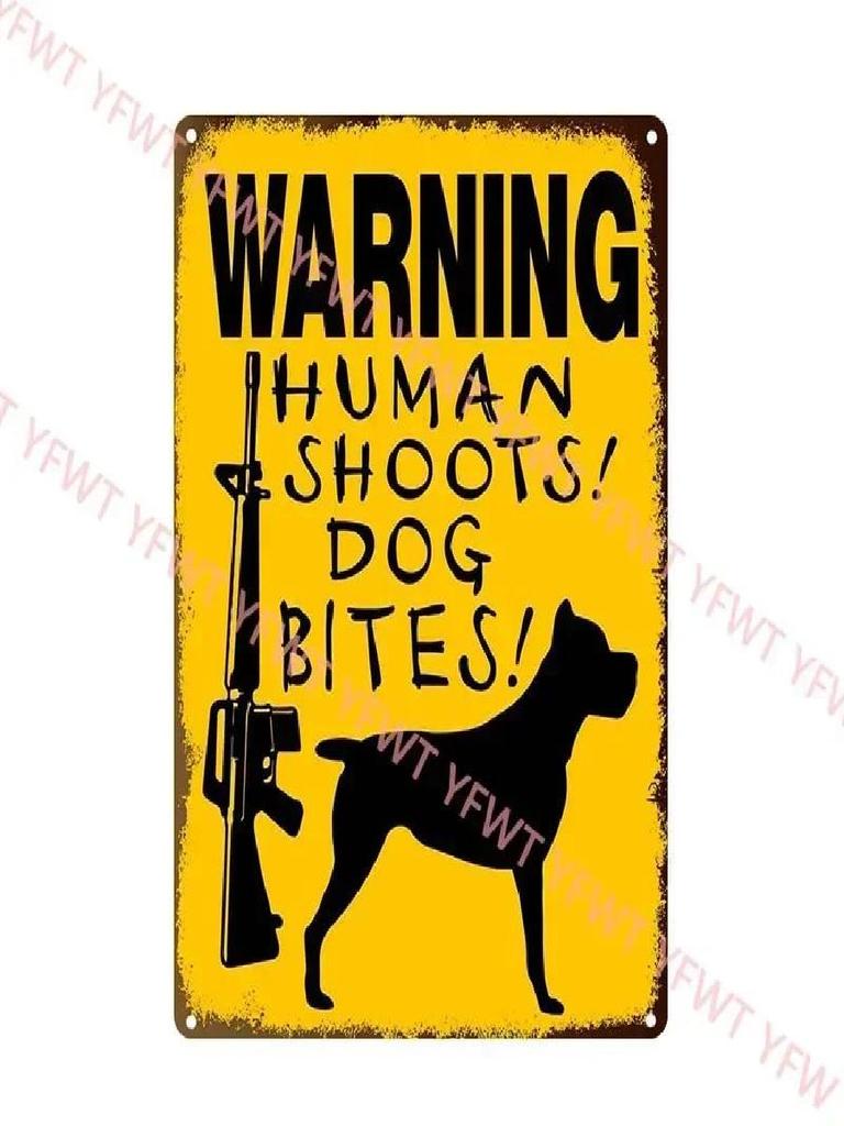 Vintage Retro Tin Signs Beware Of Dog  Metal Wall Stickers for Garden Family House Door Decoration