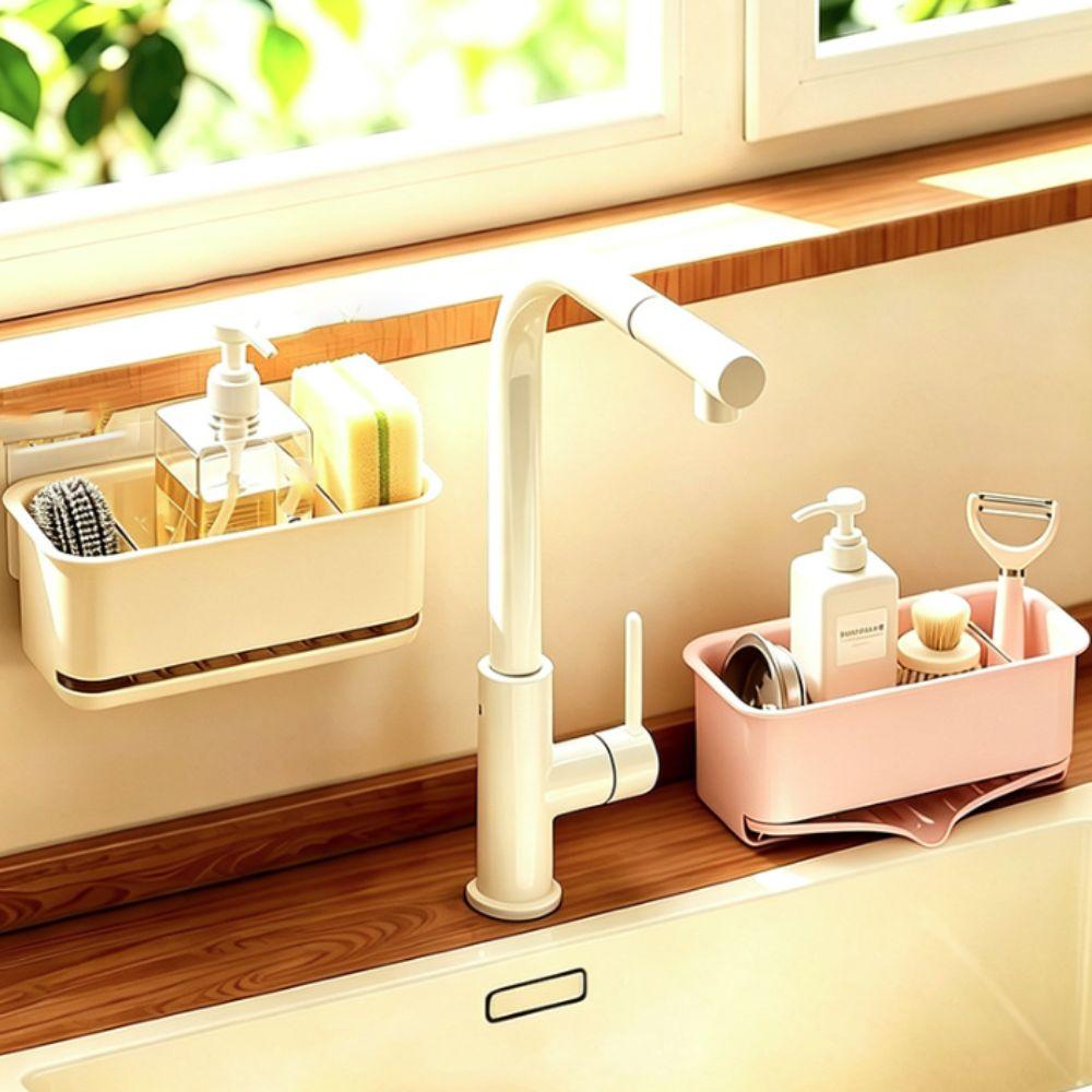 Wall-mounted Kitchen Sink Sponge Holder Ventilated Sponge Storage Box  Kitchen Counter-top