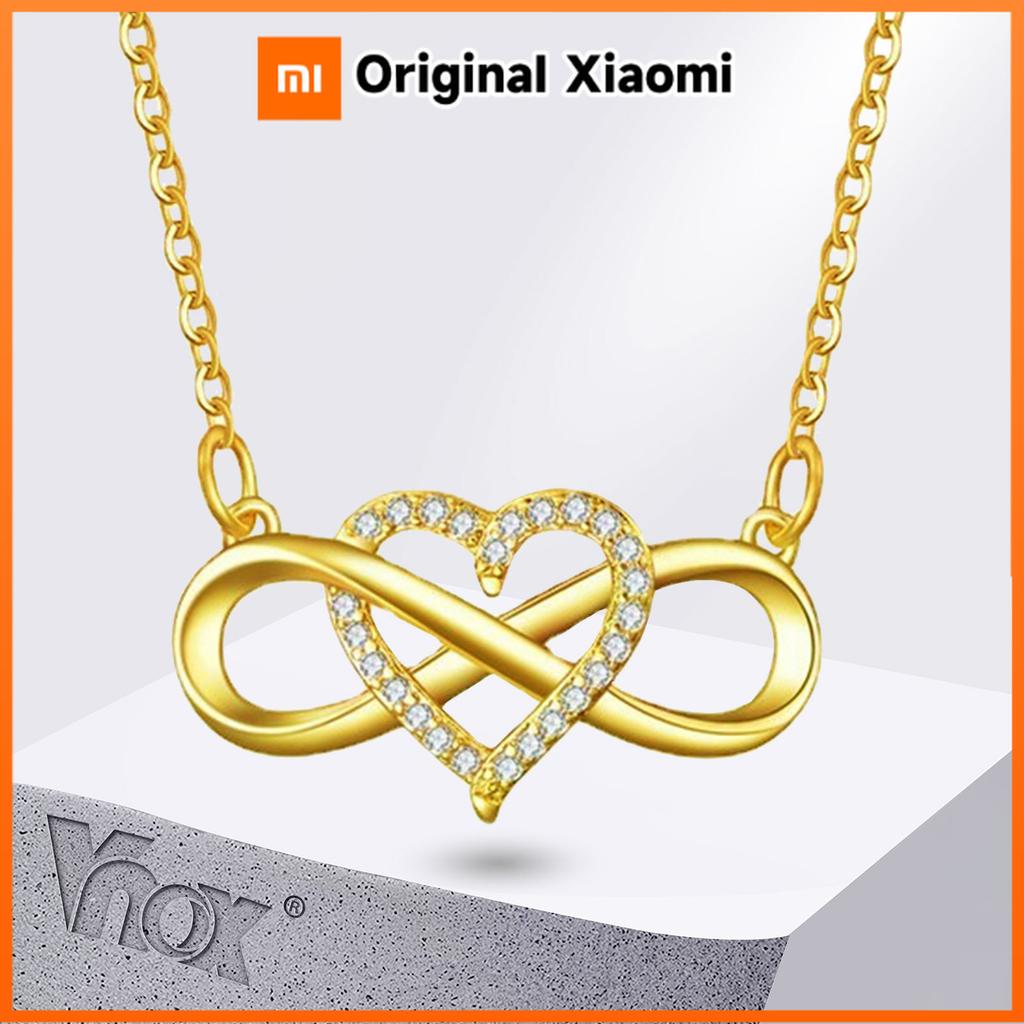 Xiaomi Vnox Infinity Heart Necklace for Women, AAA CZ Stones Collar Anniversary Birthday Jewelry Gifts for Wife Girlfriend Mom Daughter