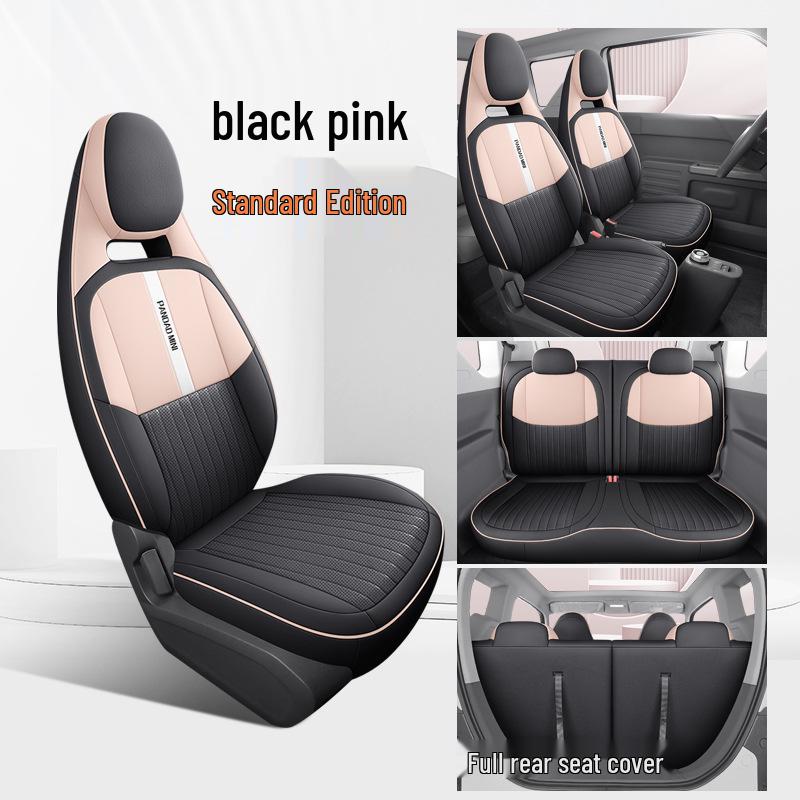 2023 Cute Panda Mini Car Seat Cushion – 120km Model, Full Surround Cartoon Leather Cover