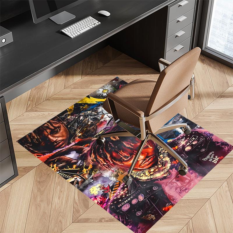 1pc Juice WRLD Print Area Rug - Soft, Washable Non-Slip Indoor Mat for Office Chairs, Living Room, Home Office Decorative Rug