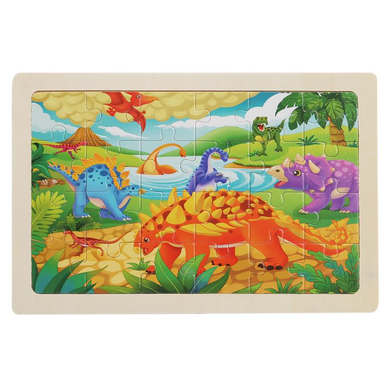 Бревенчатая рамка 24 детали деревянный пазл, детский пазл с мультяшными животными и самолетом, развивающие деревянные игрушки для раннего развития