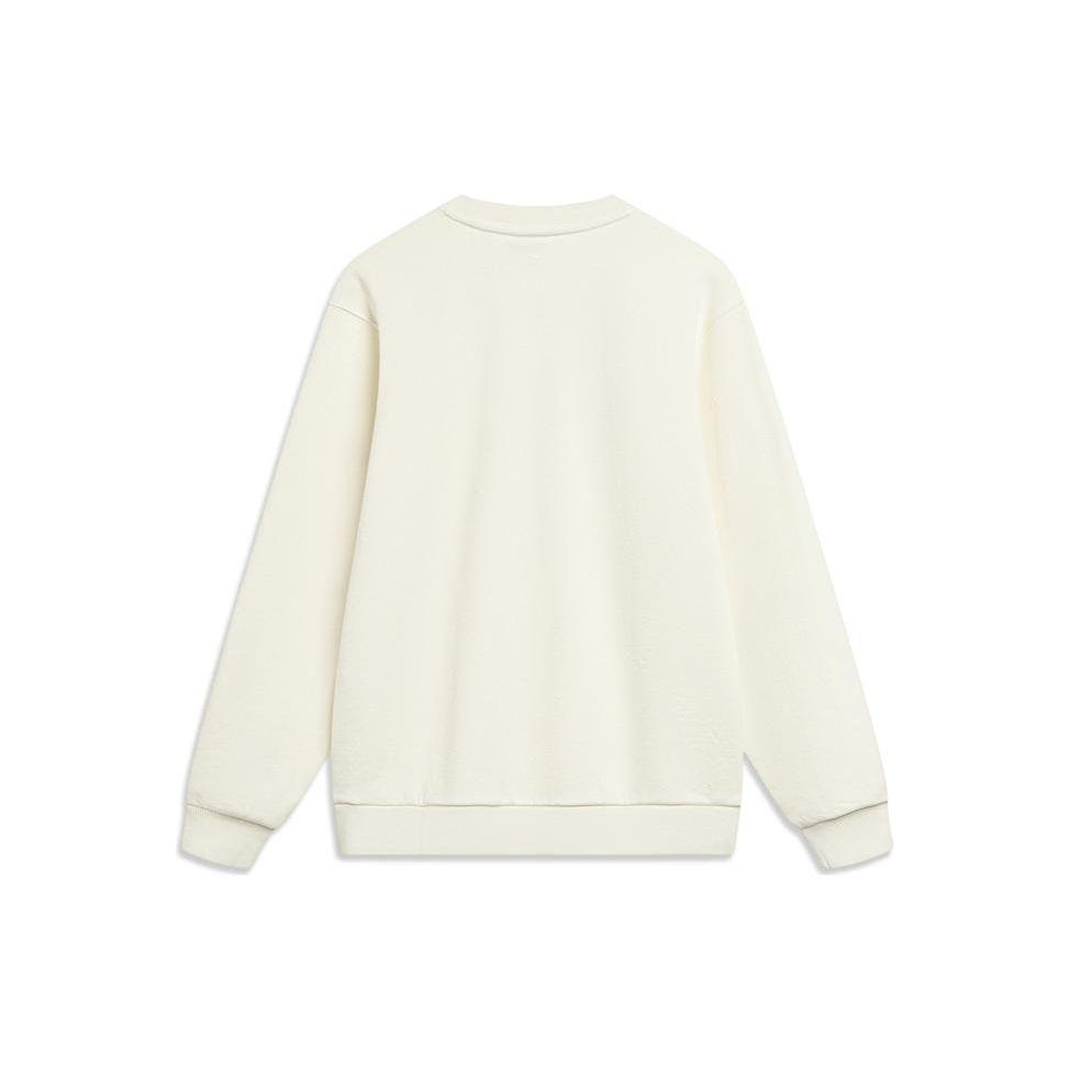 Li-Ning Sports Trend Pullover Long Sleeve Crew Neck Sweatshirt Women Tops Off-White AWDT818-1