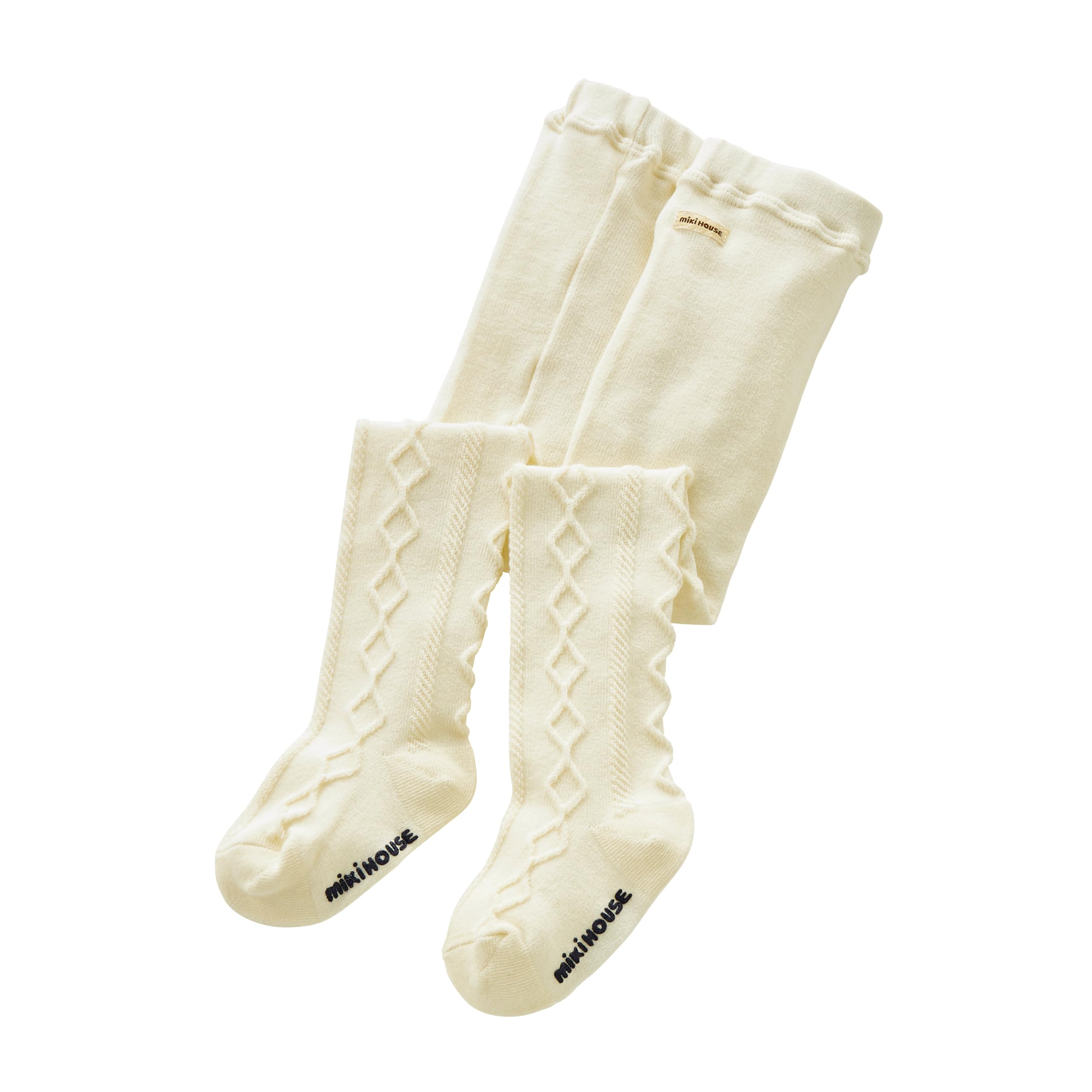 

Miki House Tights, Solid Color, Made in Japan, for Girls, Baby, Kids, Children s Clothing, Kindergarten/School, 130cm, White, 13-9803-688