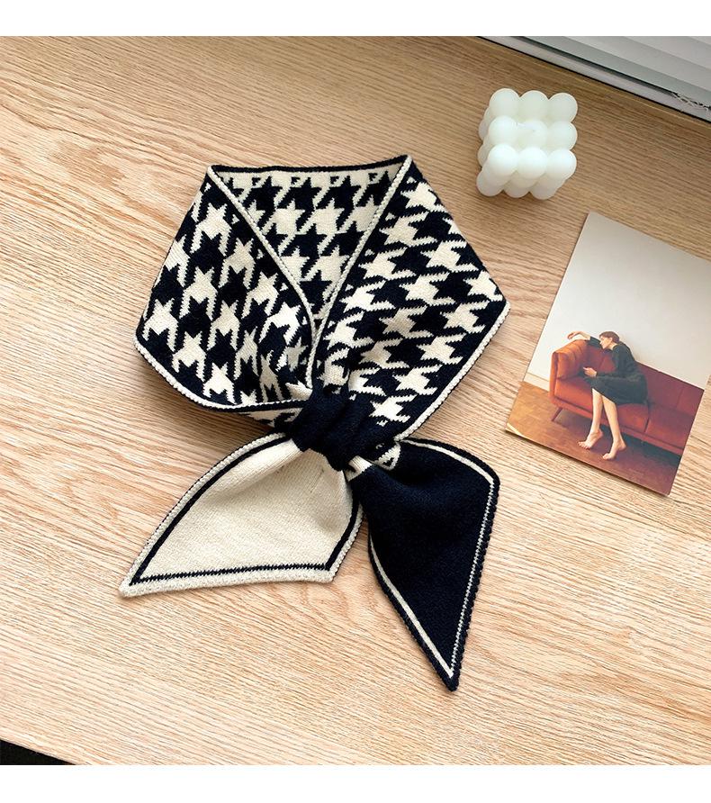 Damen Hahnentritt Schal - Koreanischer Stil, Herbst/Winter, Warmer & Niedlicher Kragen, 2022 Erweiterte Kollektion