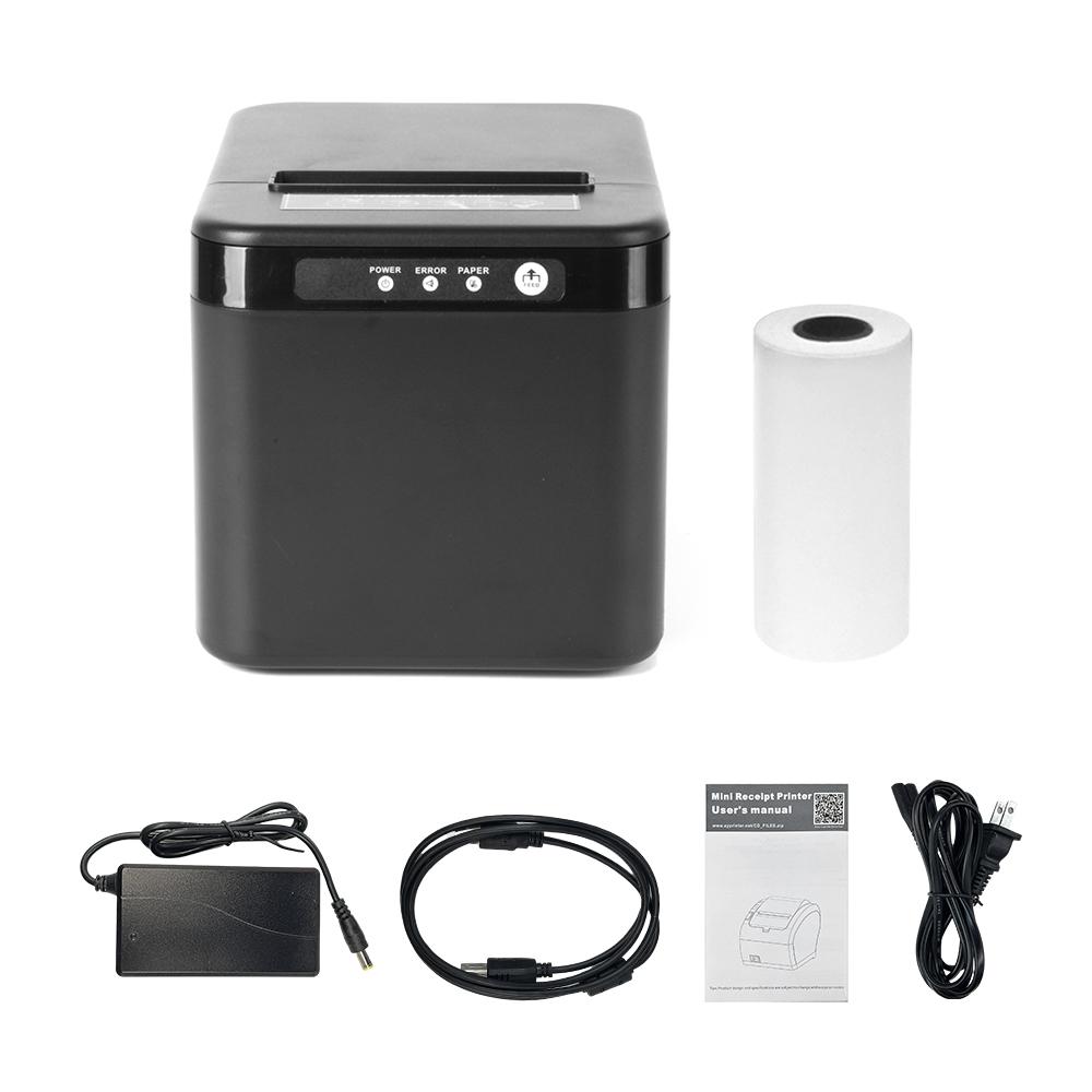 

80 мм чековый принтер ESCPOS Термопринтер Настольный прямая печать USB+LAN соединение Высокая US чёрный