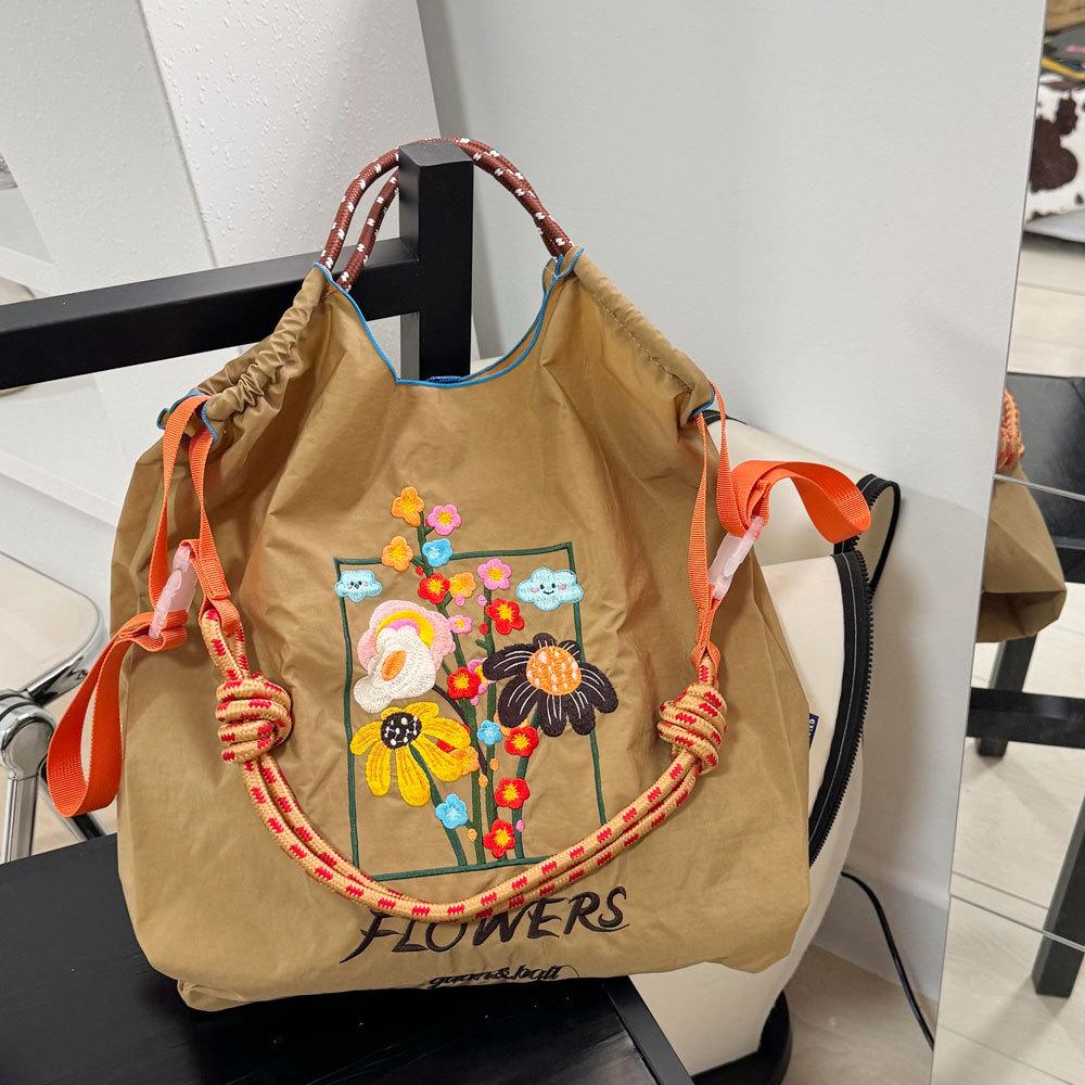 GUANchain Umweltfreundliche Damen-Handtasche: Exquisite gestickte Nylon-Einkaufstasche mit einer Schulter