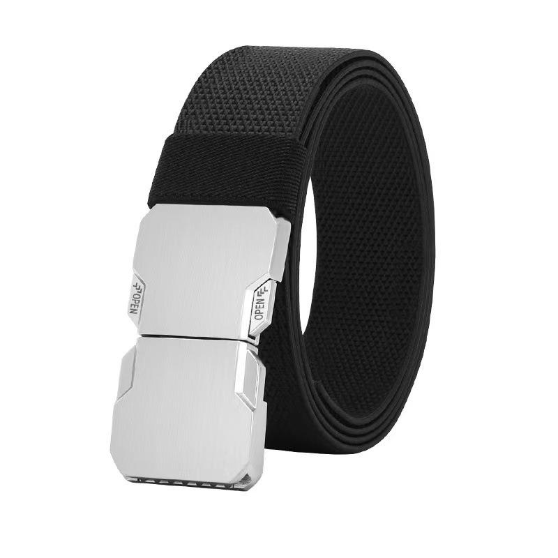 Outdoor alloy tactical waist belt elastic men woven versatile jeans belt heavy duty quick release