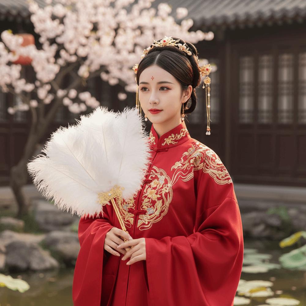 Dance Performance Feather Fan Cosplay Props Cheongsam Dance Props  Wedding Accessories