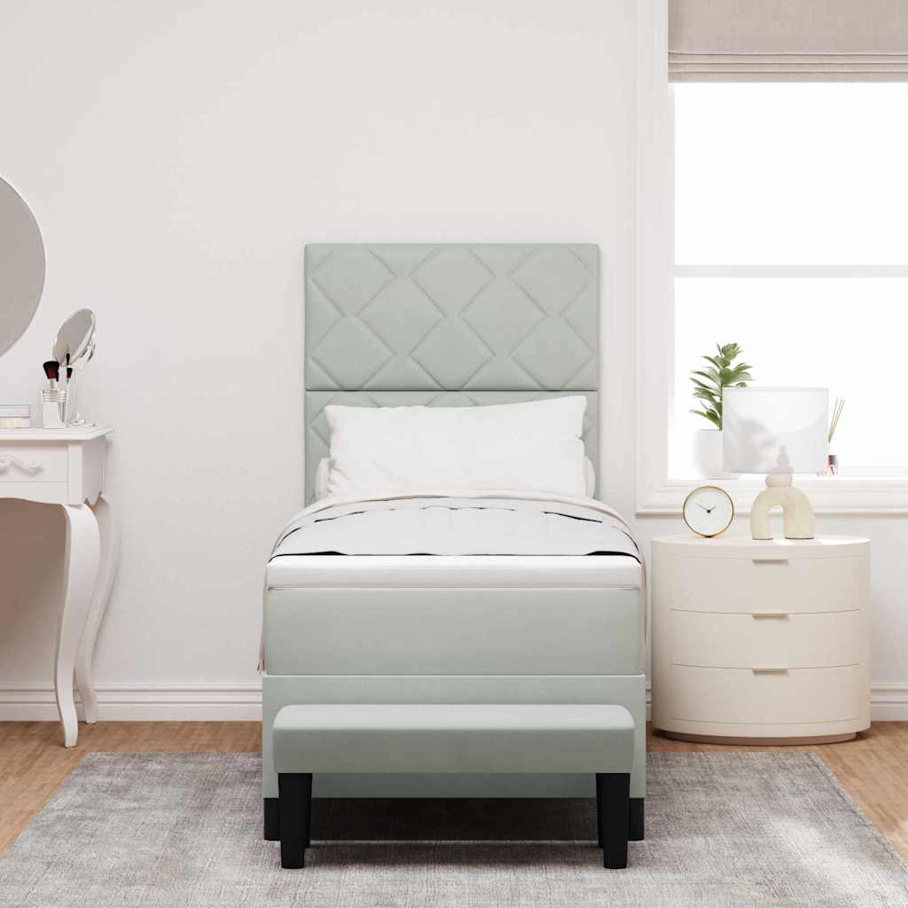 Box Spring Bed with Headboard Light Grey 200 x 80 cm Velvet
