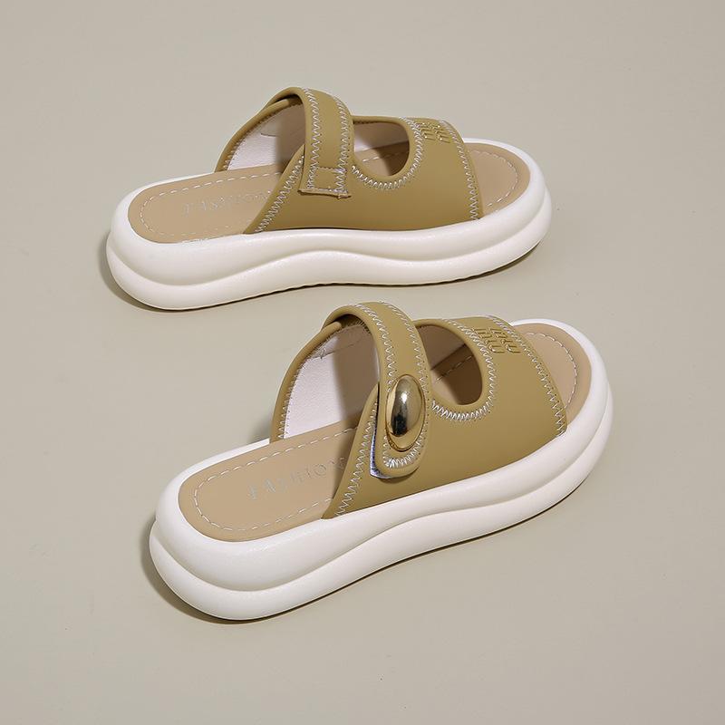 

Крутые тапочки женские летние 2025 новые модные универсальные удобные толстая подошва с юбкой пляжные сандалии 34 хаки