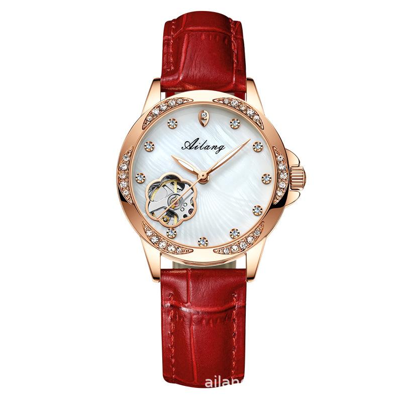AILANG Neue Damenuhr Automatische mechanische Uhr Modeuhr Damenuhr Gürtel Wasserdicht