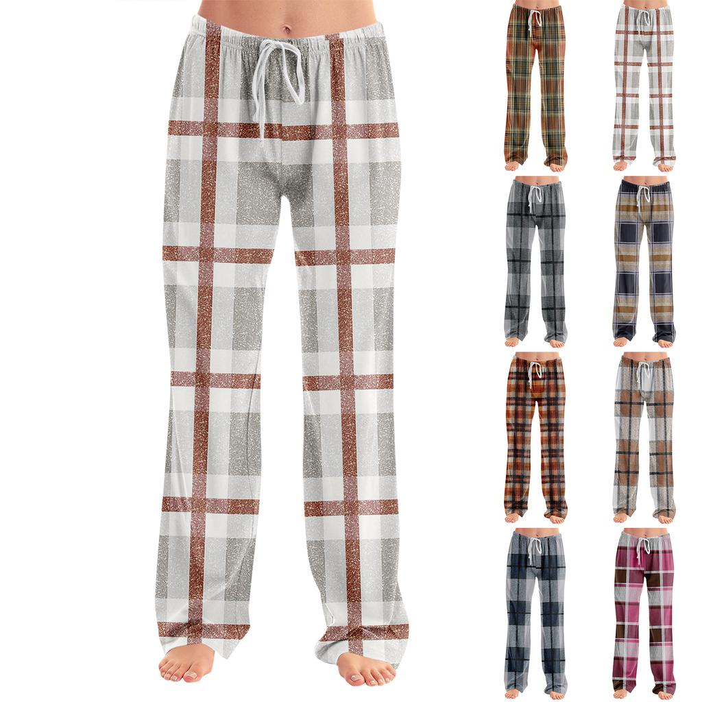 Adult Fashionable Loose Plaid Print Casual Pants/pajamas