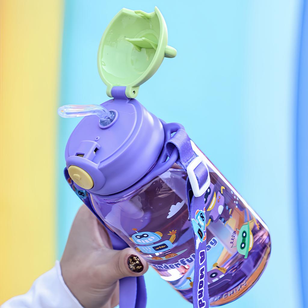 400/650ML Free BPA Leakproof Water Bottle Kids Water Cup Creative Cartoon Cup with Straw Portable Plastic Water Cup for Children
