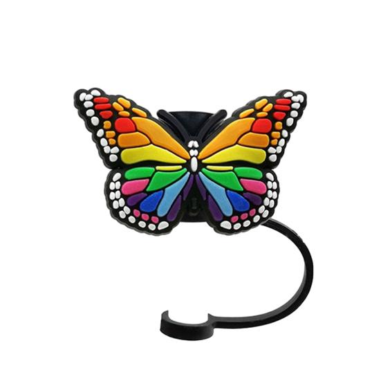 2Pcs Straw Cover Beautiful Butterfly Shape Silicone Straw Lid Food-grade Straw End Plug for Home Party Bar