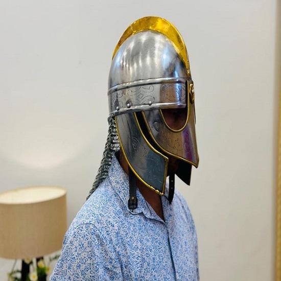 Wikinger Kettenhemd Helm Mittelalterlicher Ritter Cosplay Rüstungshelm Nordisch Messing Halloween Kostüm Geschenk