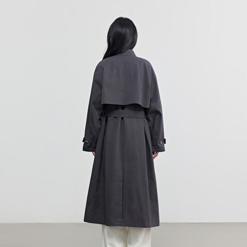 Elva' Island Women's Casual Stand Collar Mid-length Trench Coat