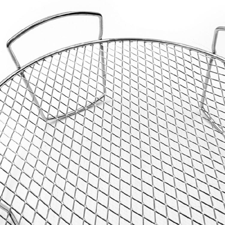 Round Grilling Rack for Air Fryers Stainless Steels 20Cm Mesh Wire Rack with Raised Legs and Side Handle for Reheating Snacks, Meals, and Drained Food