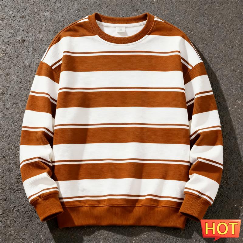Retro Gestreifte Grafische Sweatshirts Für Herren Mode Lässig Herbst Langarm 3D Gedrucktes Hässliches Sweatshirt Locker