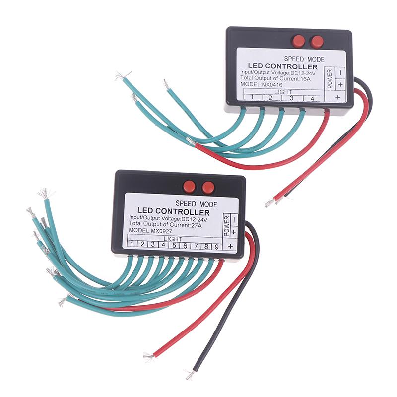 12V-24V 4Ch 9Ch Single Color Led Strip Light Controller Jump Water Burst Flash Horse Sign Luminous Word Exposed Light Box Switch