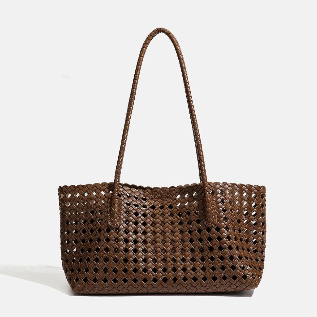Bolsa de Picnic de Tejido de Lujo: Elegante Bolso de Hombro Hueco para Madre e Hijo