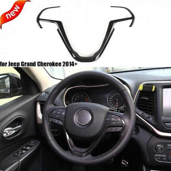 Car Steering Wheel Cover Trim for Jeep Grand Cherokee 2014+ Carbon Fiber