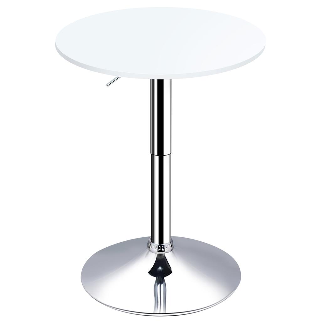 Bar Table, Height Adjustable, Round Non-Slip Base, Ø60 x 69-93 cm, White