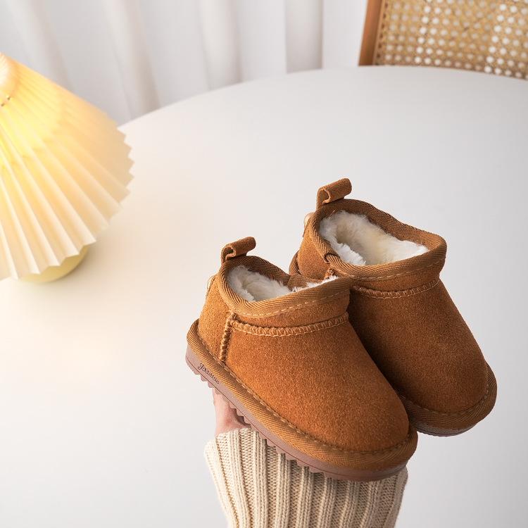Kids Snow Boots Winter Baby Soft Warm Cotton Shoes with Plush Boys Girls One Suede Boots