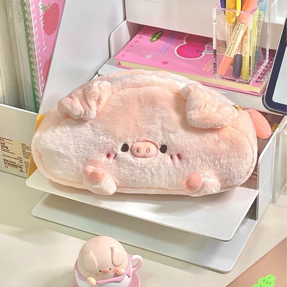 Plüsch Rosa Farbe Schweinchen Mäppchen Kreative Koreanische Mode Schüler Bleistifttasche Hohe Kapazität Schreibwaren Sammelalbum Aufbewahrungstasche