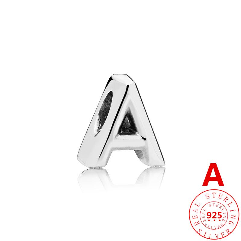 Autentické stříbro 925 Anglické písmeno AZ 26 abeceda klasické korálky vhodné originální módní náramek s přívěskem DIY dámské šperky