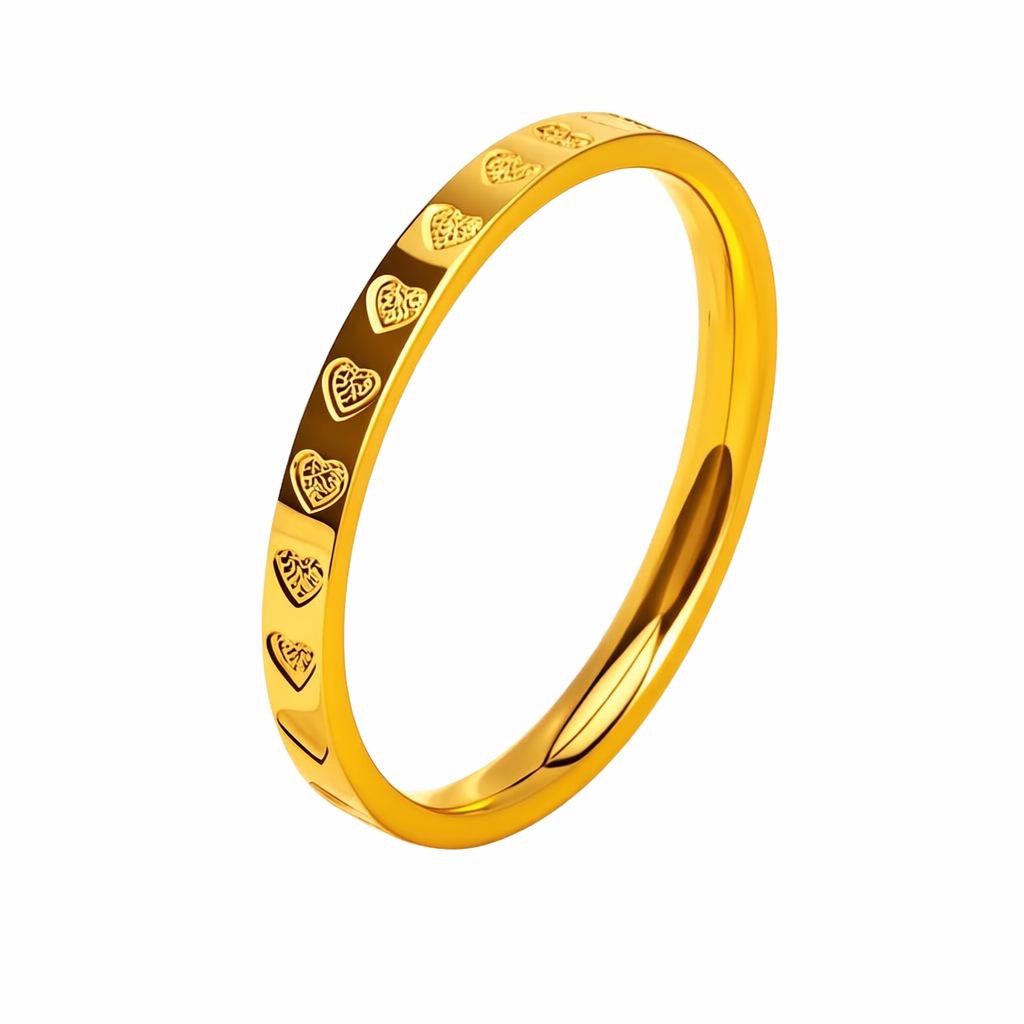 Elegant Full Circle Heart Ring: Fade-Resistant Gold Vacuum-Plated Titanium Steel, Korean Style Couple Ring, Women's Jewelry.