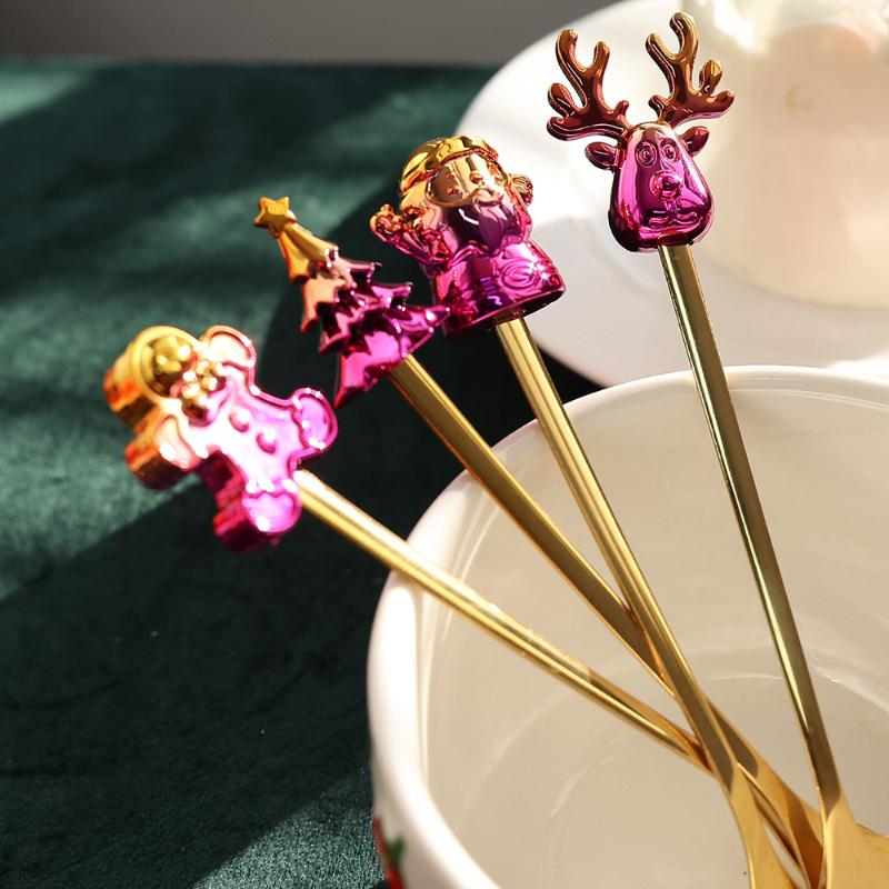 HANYANG Tableware Stainless Steel Small Spoon Golden Dessert Spoon Fruit Fork