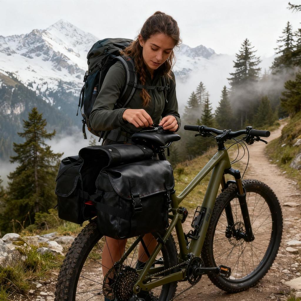 Motorcycle Saddlebags Waterproof Pouch Canvas Motorcycle Side Bag For Motorbike Bicycle Scooter Biking Touring Commuting Travel