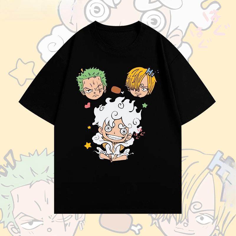 

Bandai Summer 100 Cotton One Piece Big Three Anime T Shirt Unisex Women Loose Casual Tops S