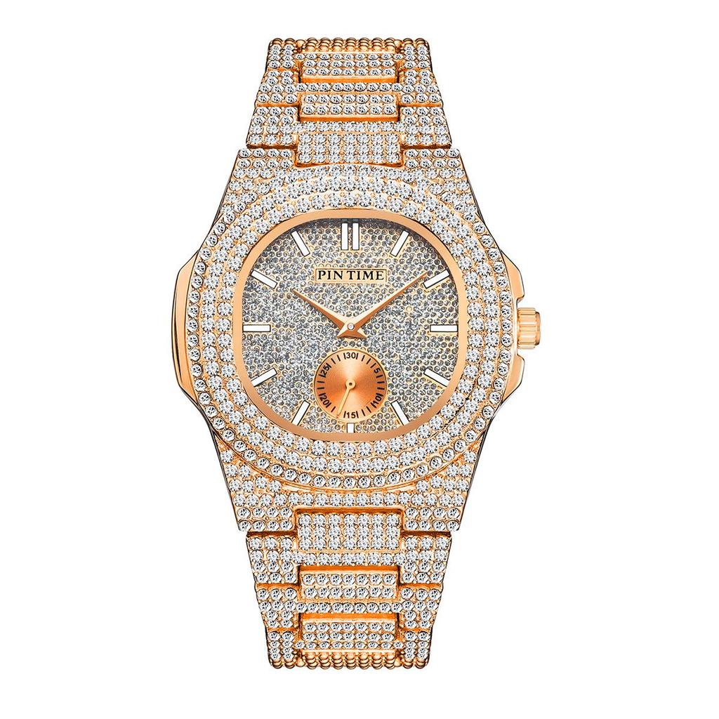 Pinshi Women's High-End Luxury Quartz Watch with Full Diamond Design, Waterproof for Women