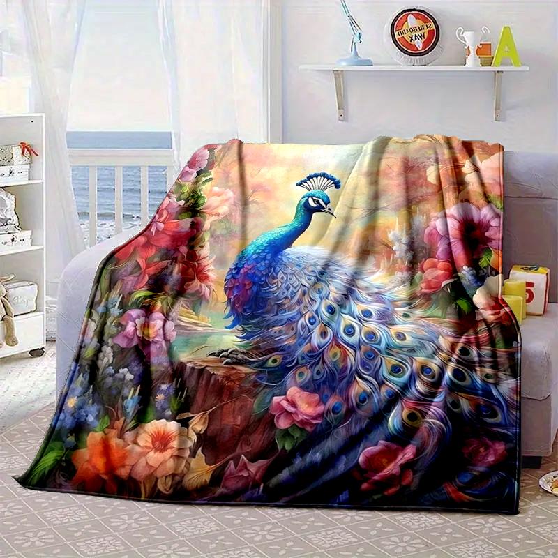Peacock In The Rain Blanket Flannel Blanket Throw Blanket Sofa Cover Blanket Soft Premium Blanket Picnic Blanket Tv Blanket Gifts