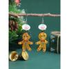 Cute Glittering Acrylic Snowflake Gingerbread Man Bitten Off Dialogue Drop Earrings for Women for Merry Christmas Day Party Jewelry Accessories