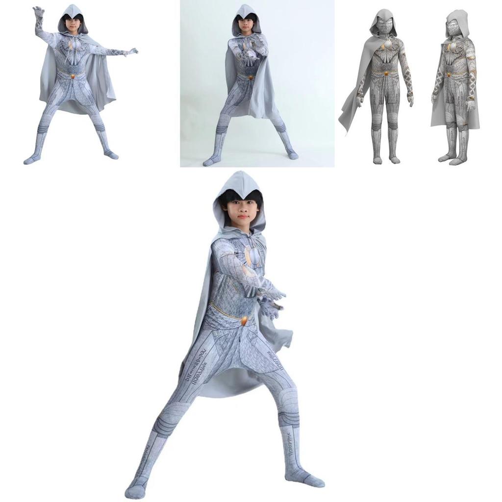 Moon Knight Superhero Costume For Kids Marc Specto Jumpsuit And Cloak Outfit