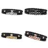 Geometric Skull Demon Bead Bracelet With Diamond Finish For Men And Women