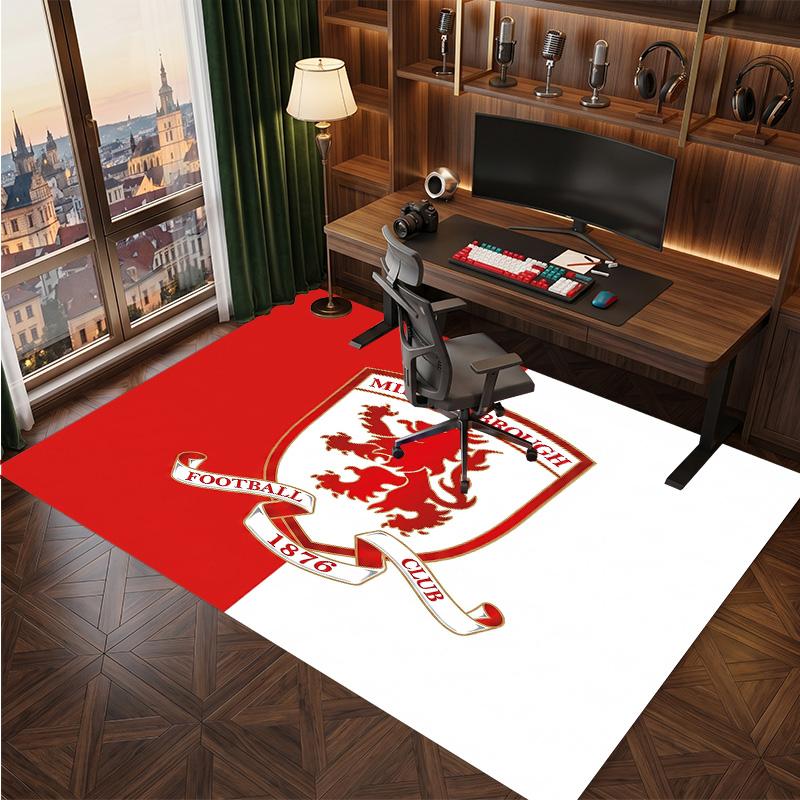 Tappeto in Velluto di Cristallo con Stampa del Middlesbrough Football Club, Comodo Assorbente d'Acqua Antiscivolo Tappeto per Pavimenti Interni