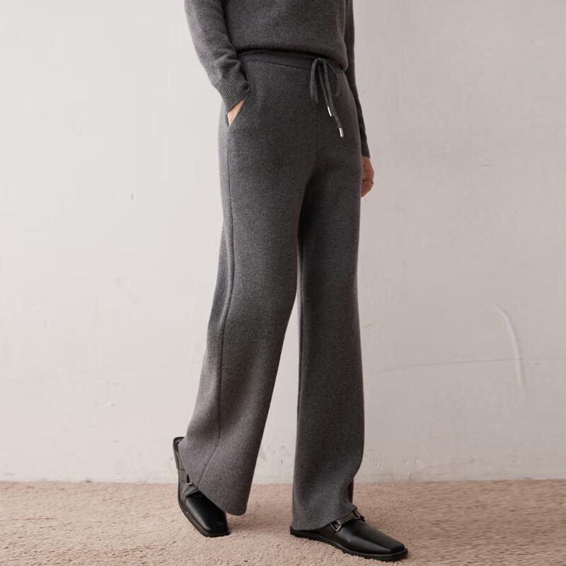 Women's High-Waist Loose Wool-Cashmere Blend Wide-Leg Pants
