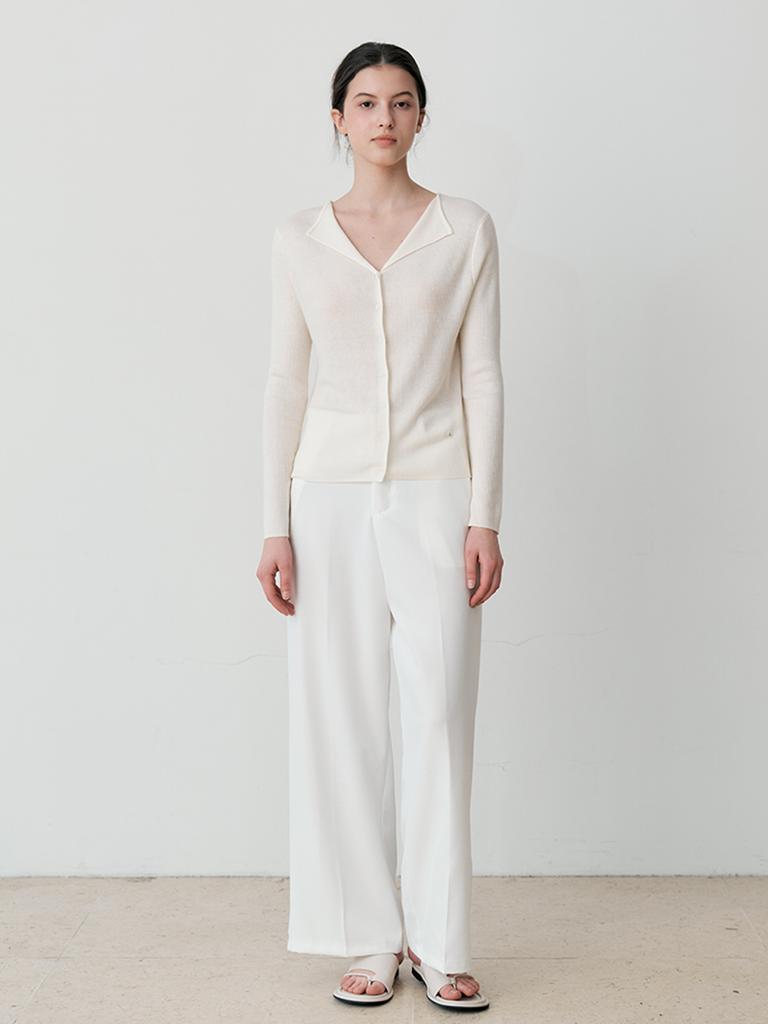 LE STUDIO Straight Wide Slacks (Wh)
