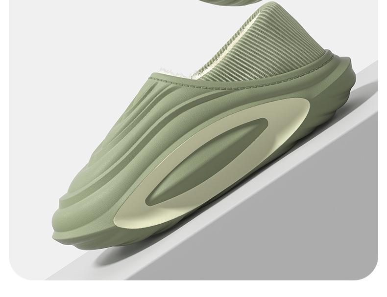 2025 Zimní teplé bavlněné pantofle se silnou podrážkou a fleecovou podšívkou - Vlnitý vzor pro páry