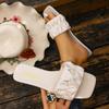 Fashion New Square Toe Thick Heel Solid Color Simple Elegant Comfortable Women's Shoes Summer Casual Metal Fashion Slippers